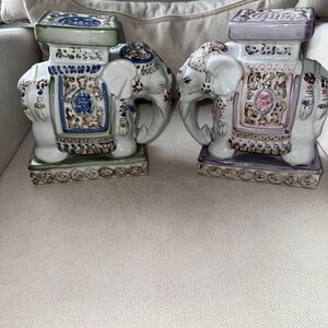 Colorful Ceramic Elephant Stools